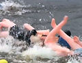 Inflatable doll raft race