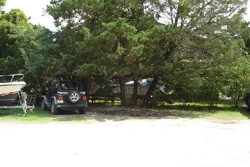 Airplane in driveway, side view